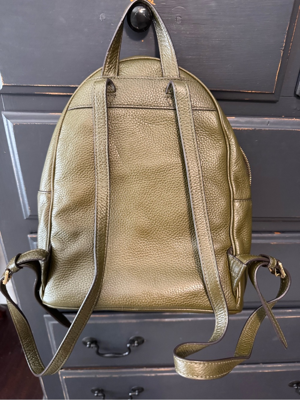 Michael Kors Olive Green Pebbled Leather Studded Backpack - Picture 4 of 6